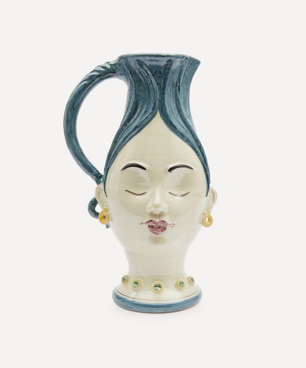 Les Ottomans Sculptural Hand-Painted Ceramic Jug