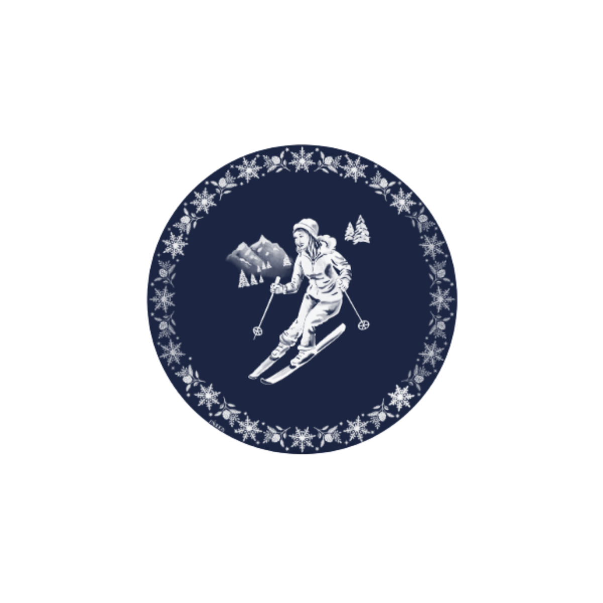 Navy Skier Jasperware Paper Dessert Plate - Pack of 8