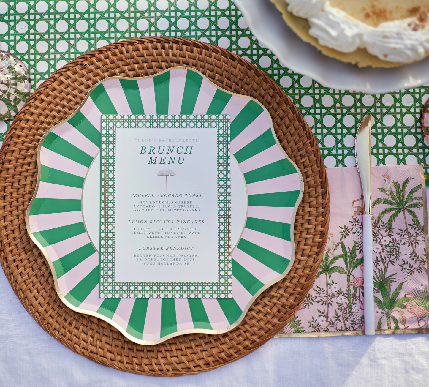 Palm Beach - Pink & Green Large Paper Napkins - Set of 20