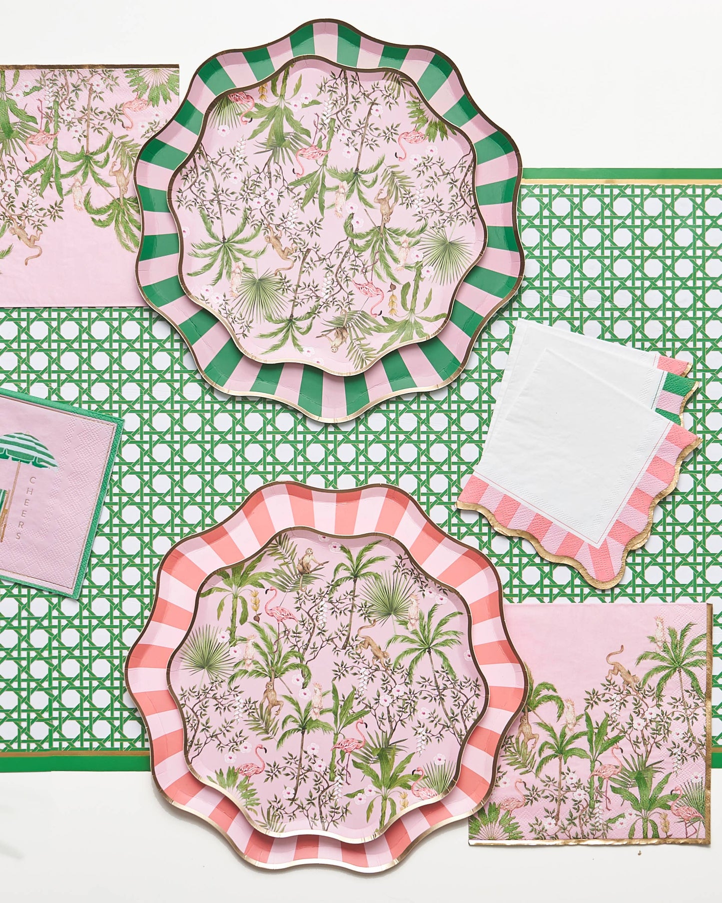Palm Beach - Pink & Green Large Paper Napkins - Set of 20