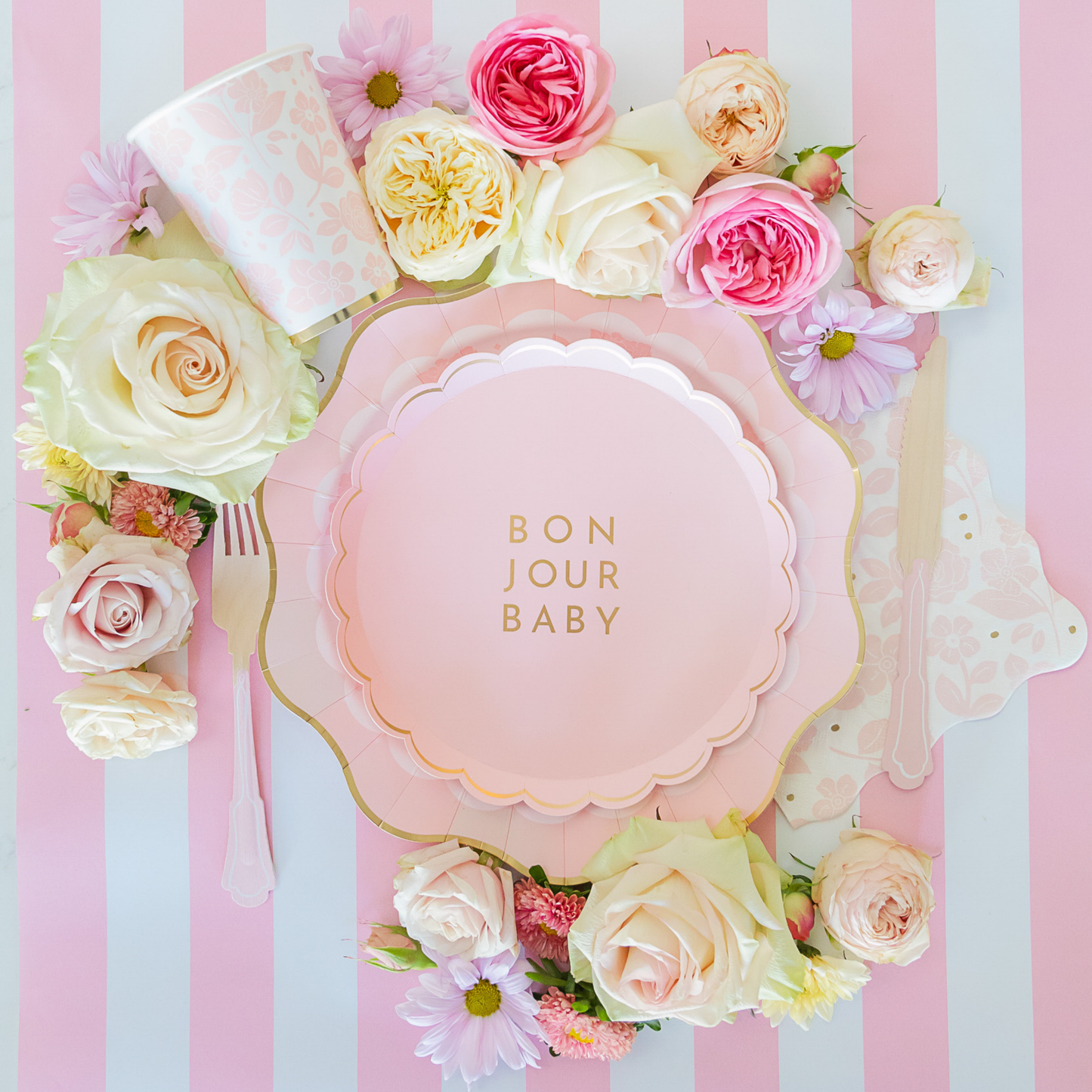 Petal Pink Floral Dinner Napkins – Set of 20