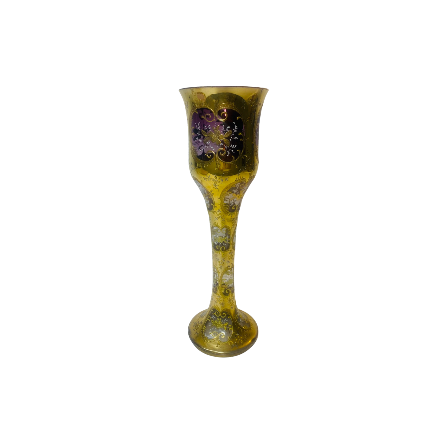 Antique Moser Purple Crystal Vase Gilt & Enamel