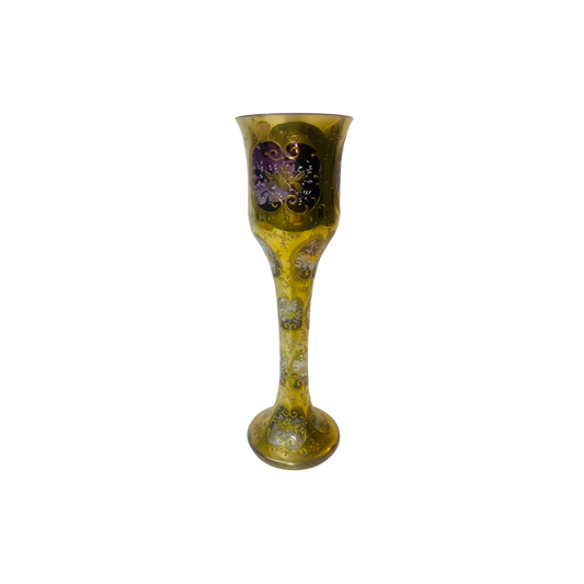 Antique Moser Purple Crystal Vase Gilt & Enamel