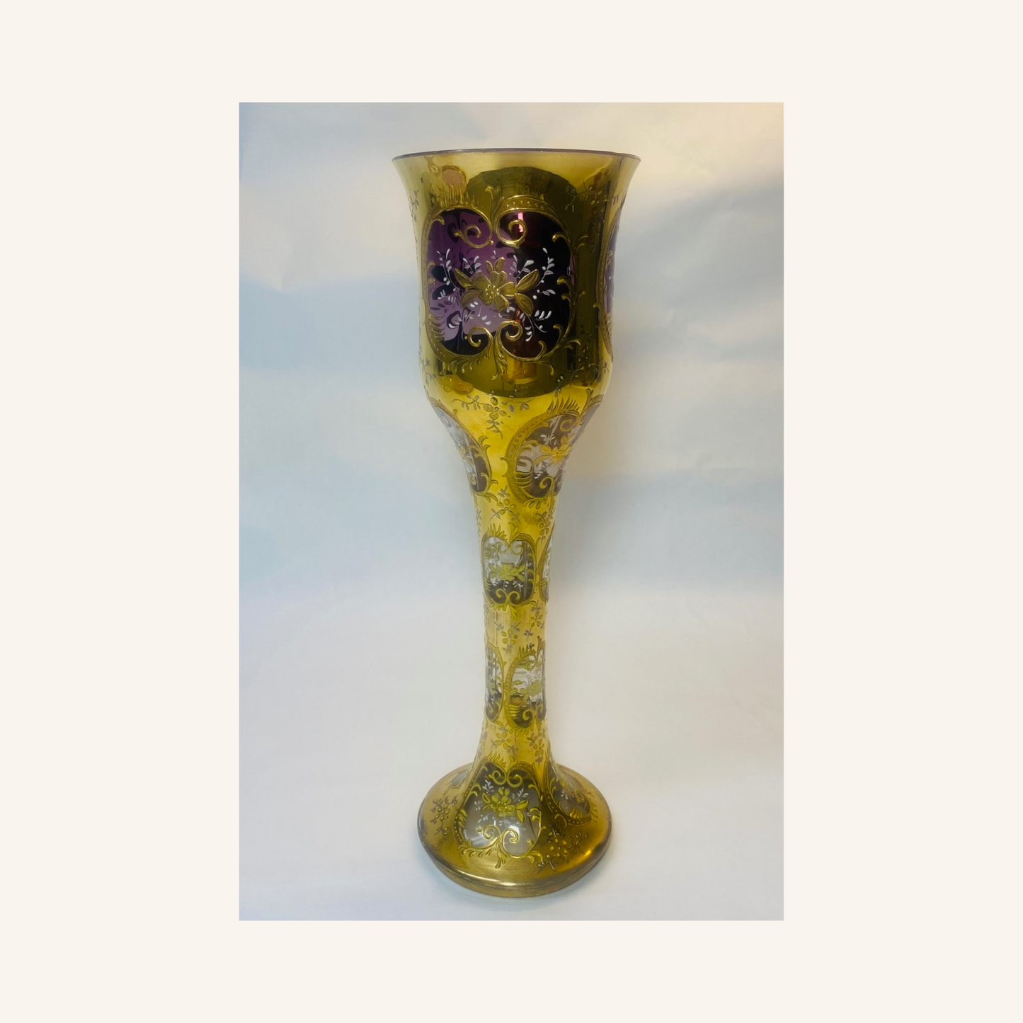 Antique Moser Purple Crystal Vase Gilt & Enamel