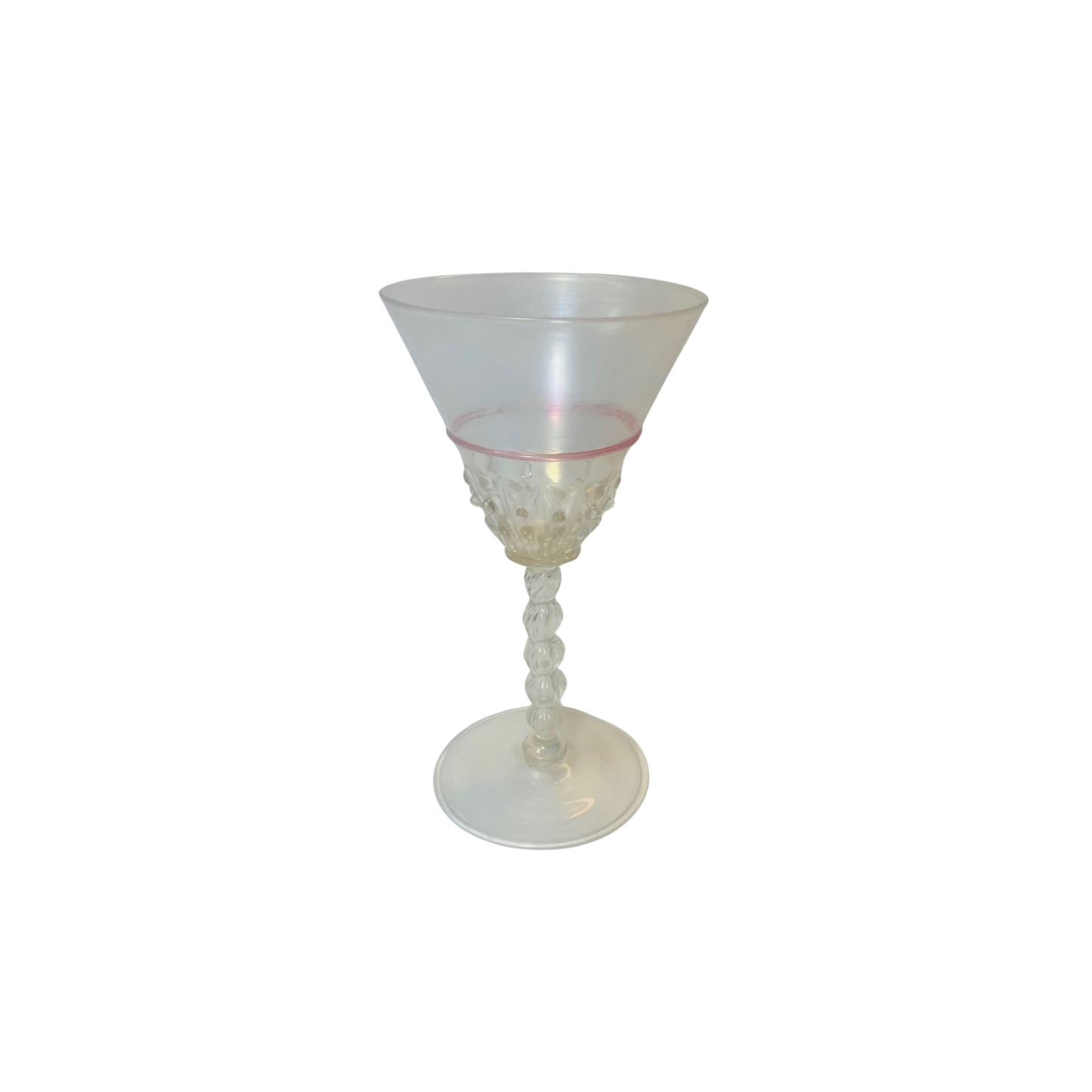 Antique Murano Venetian Glass Goblets – Set of 8, Circa 1920 with bubble stem