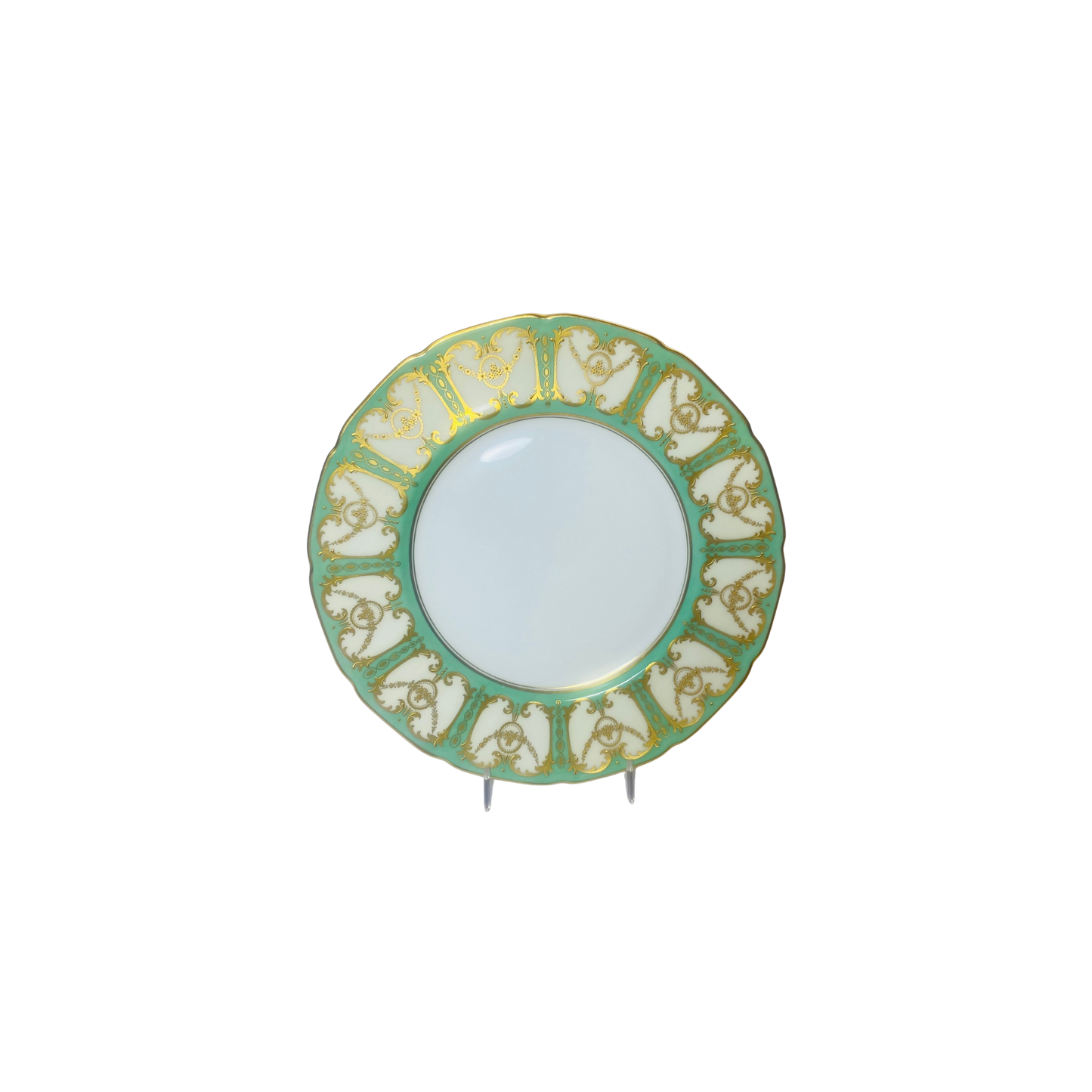 Antique Royal Doulton Green Gilded Dinner Plates Set of 12