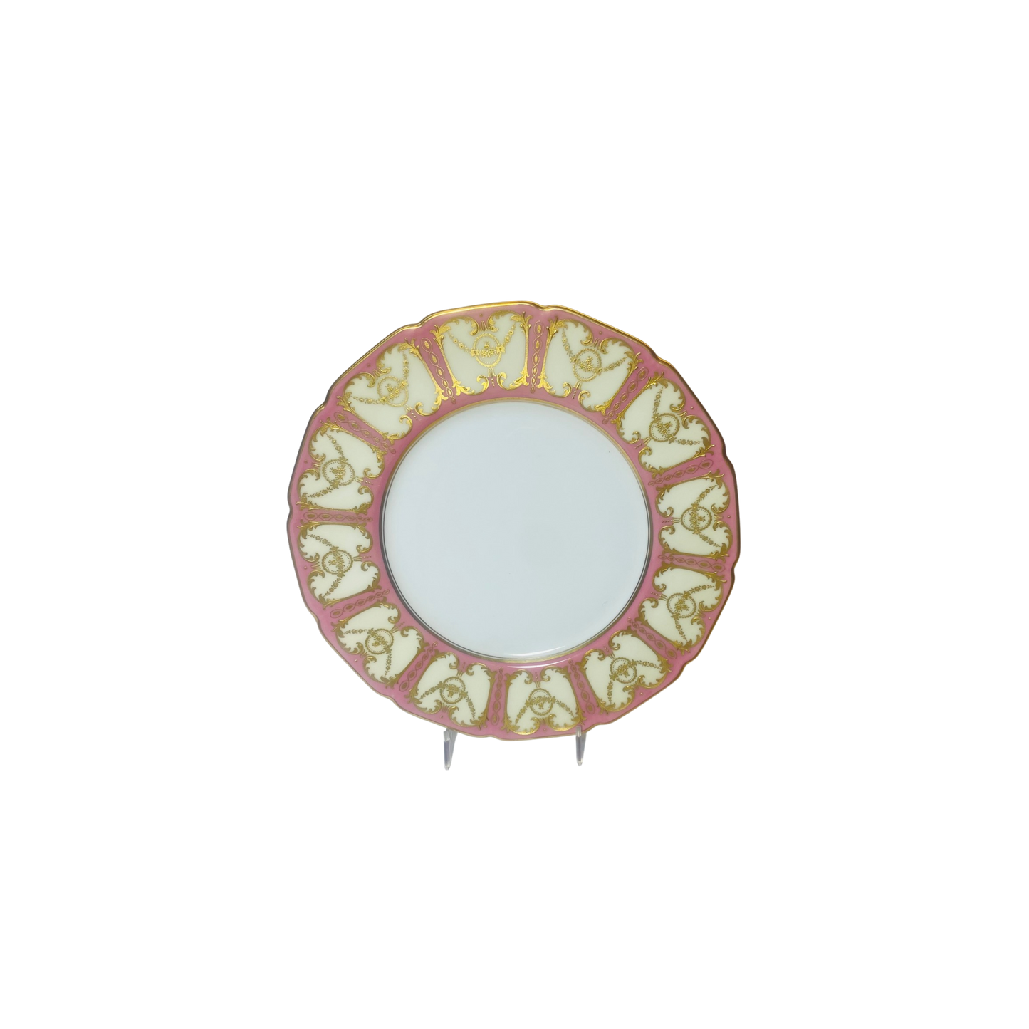 Antique Royal Doulton Pink Gilded Dinner Plates – Set of 18, Circa 1915