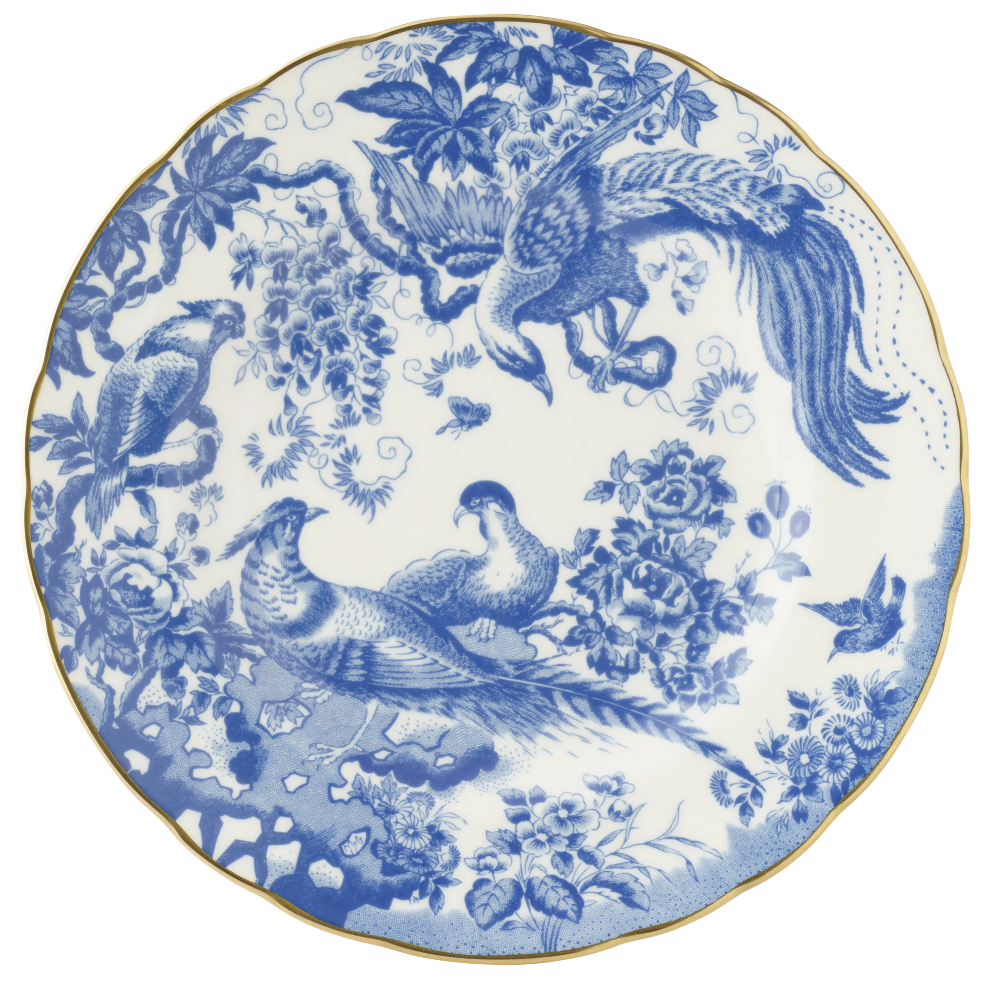 Ashbourne Salad Plate, made in England from fine bone china with 22-carat gold accents. Elegant and refined, perfect for special occasions. Diameter: 21cm (8 inches). Handwash recommended, not suitable for microwave use.