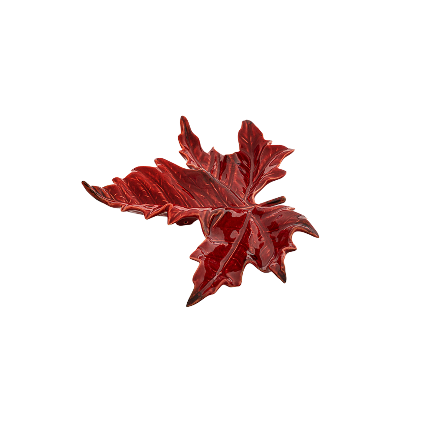 Sycamore Leaf Ceramic Dish - Red
