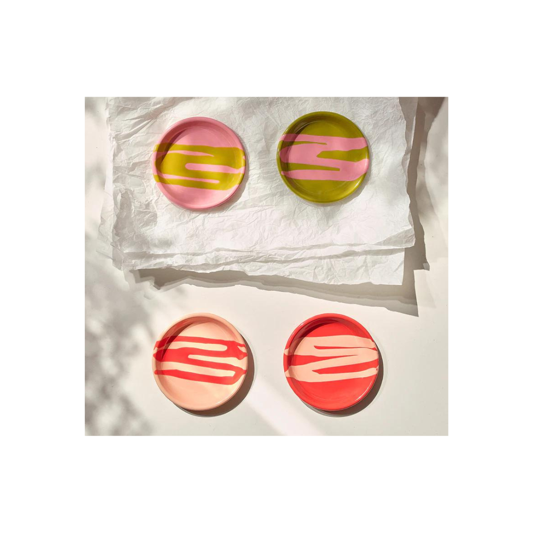 Primavera Cookie Plate-Peach on Coral
