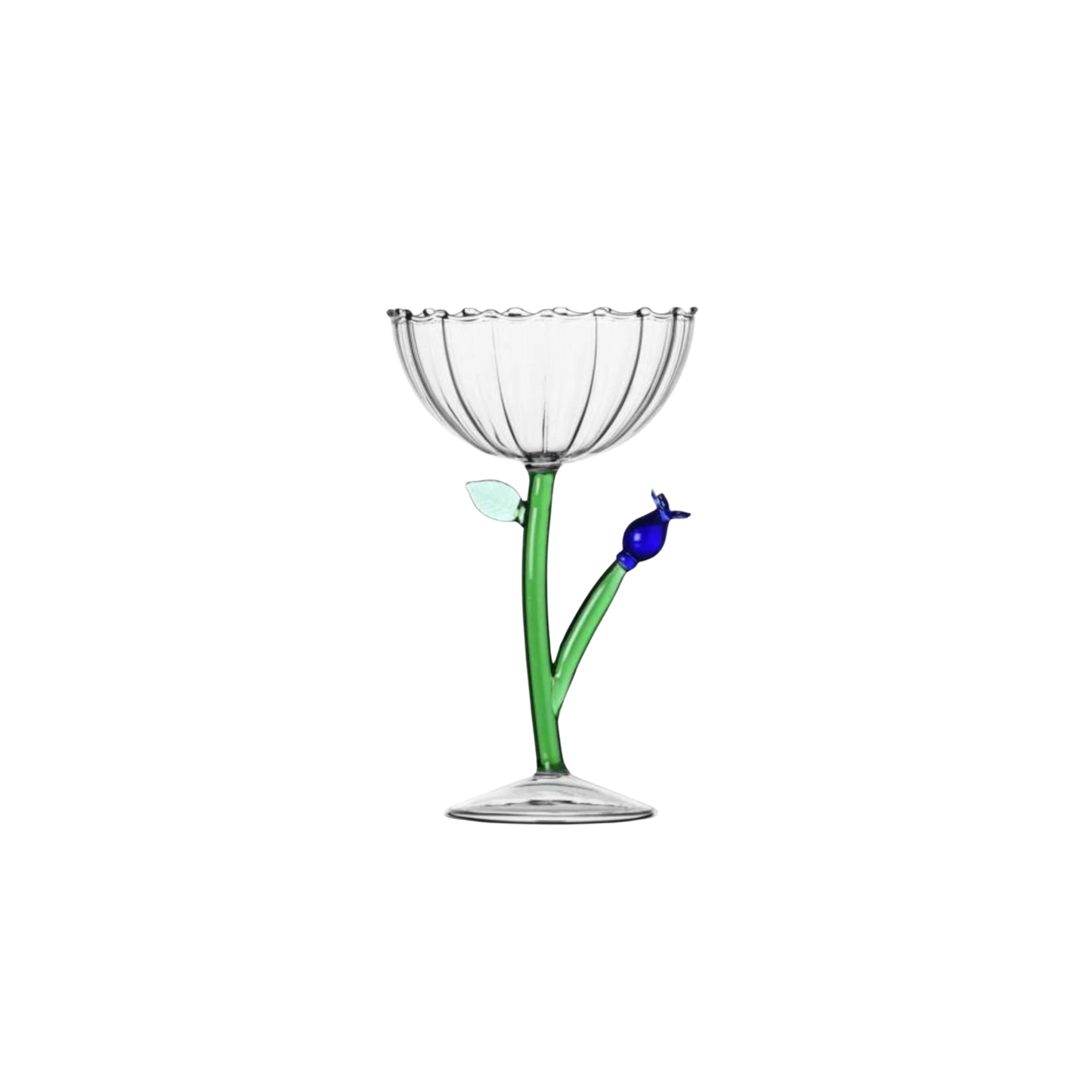 Botanica - Optical Champagne Bowl Blue Flower