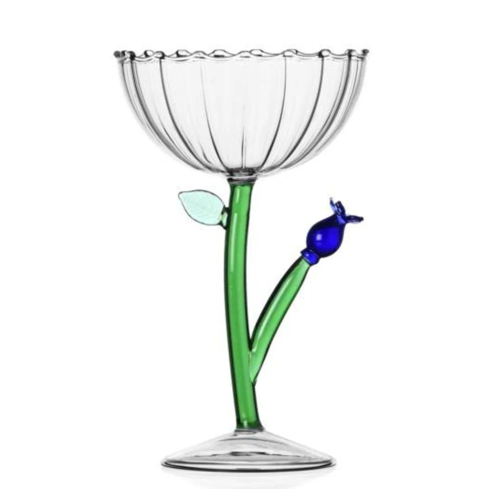 Botanica - Optical Champagne Bowl Blue Flower