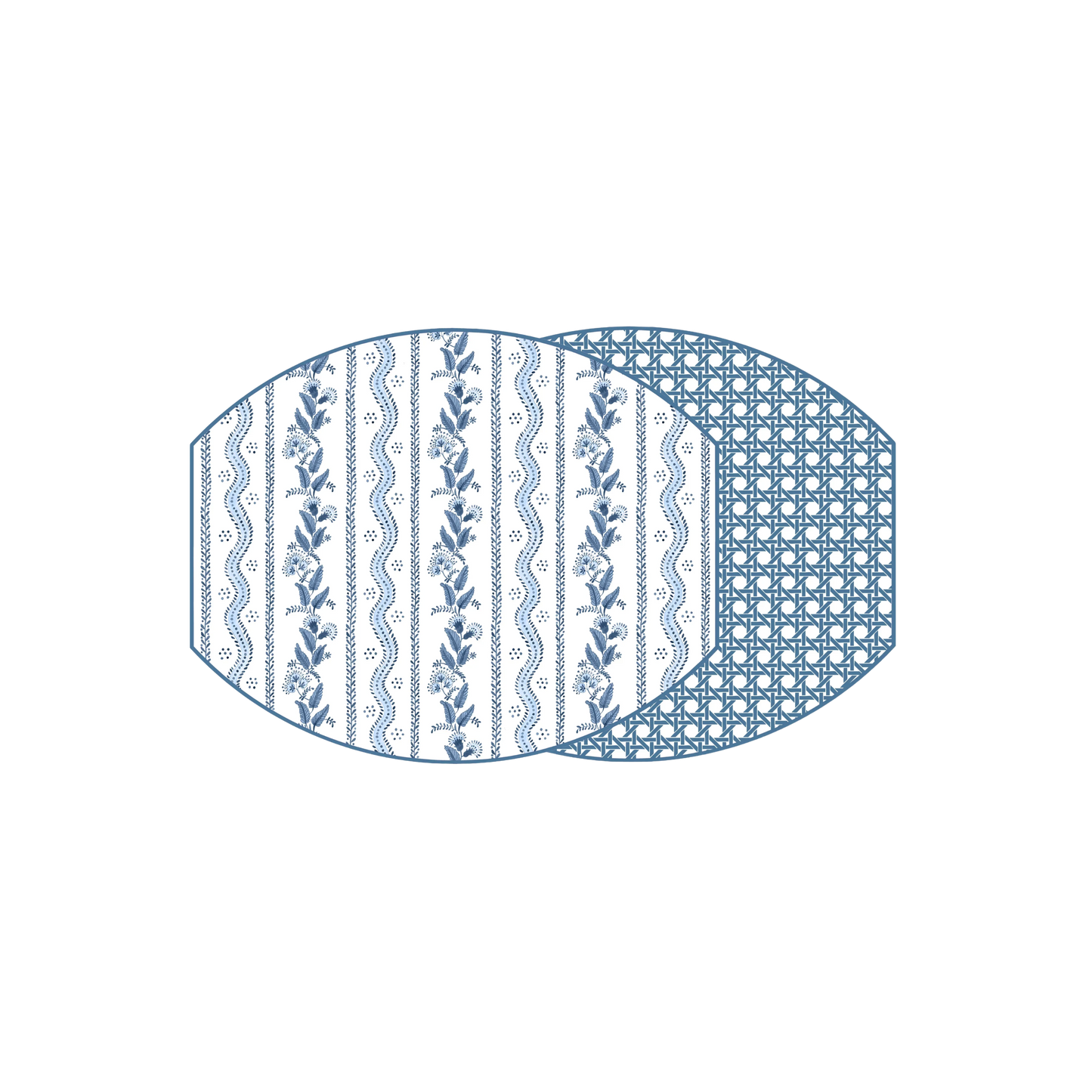 Ellipse Emma and Cane Placemat in Navy - Reversible