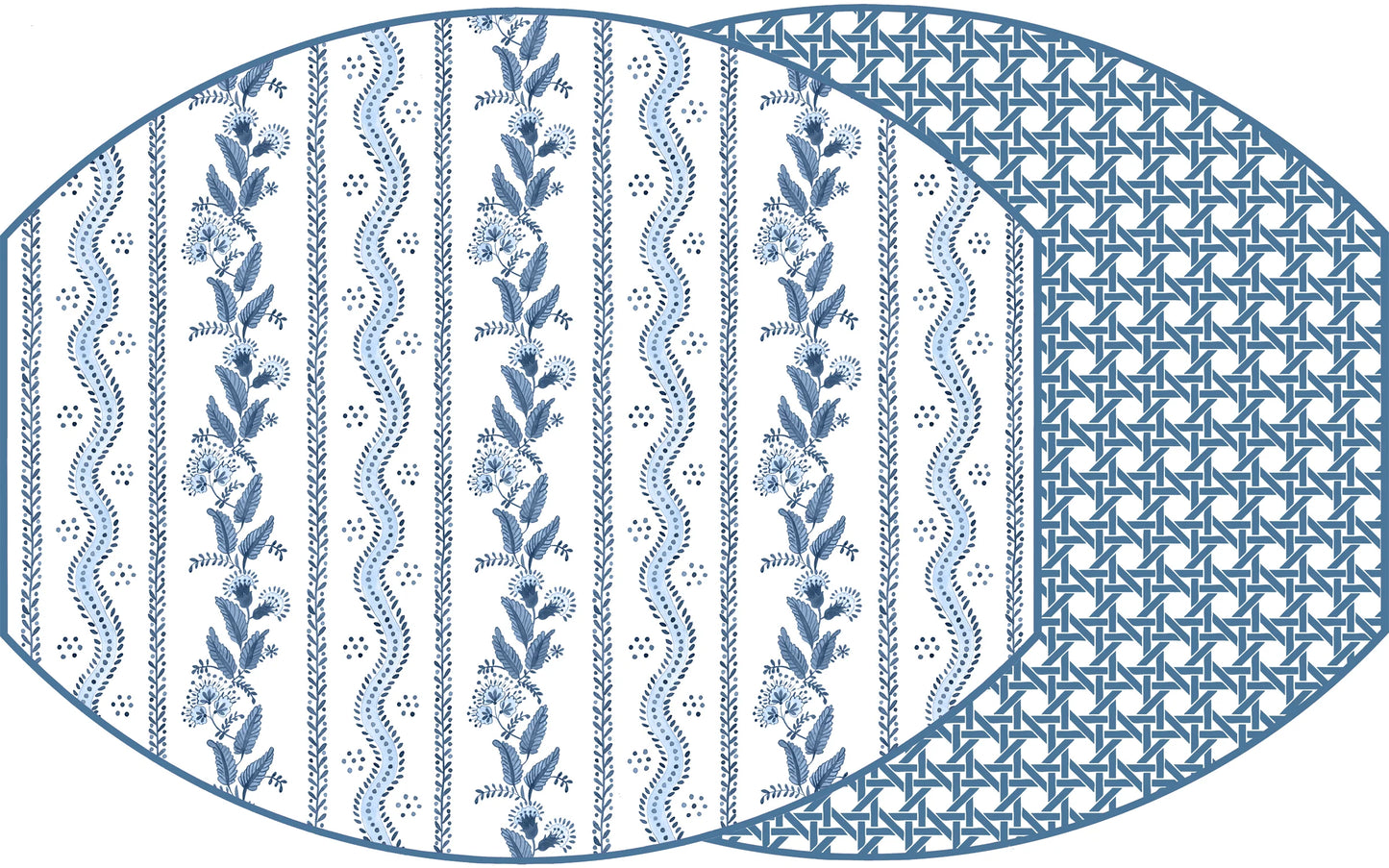 Ellipse Emma and Cane Placemat in Navy - Reversible