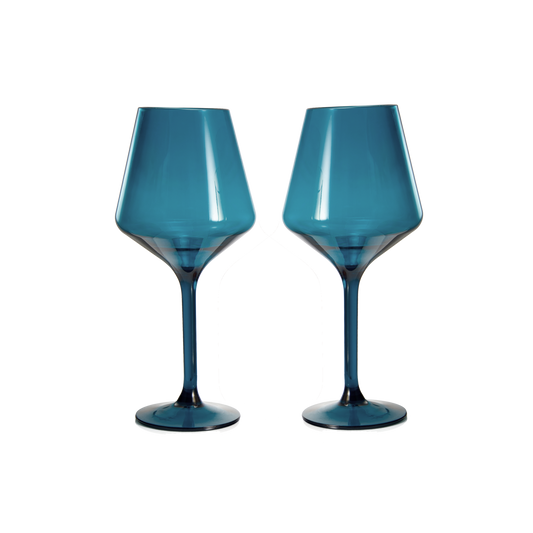 Floating Acrylic Wine Glass in Blue Set of 2