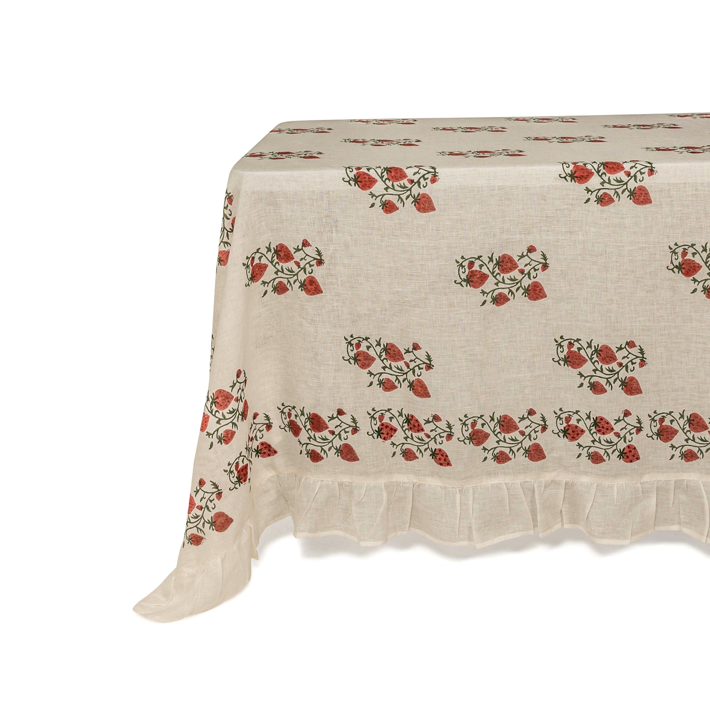 Fraises De Bois Tablecloth in White