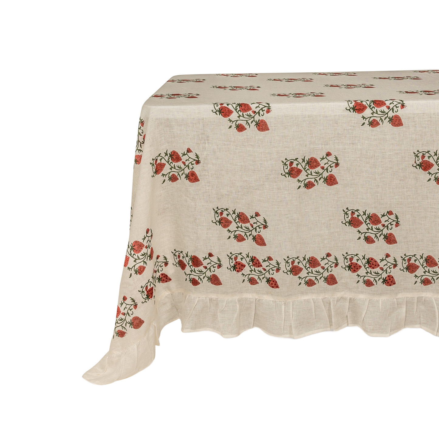 Fraises De Bois Tablecloth in White