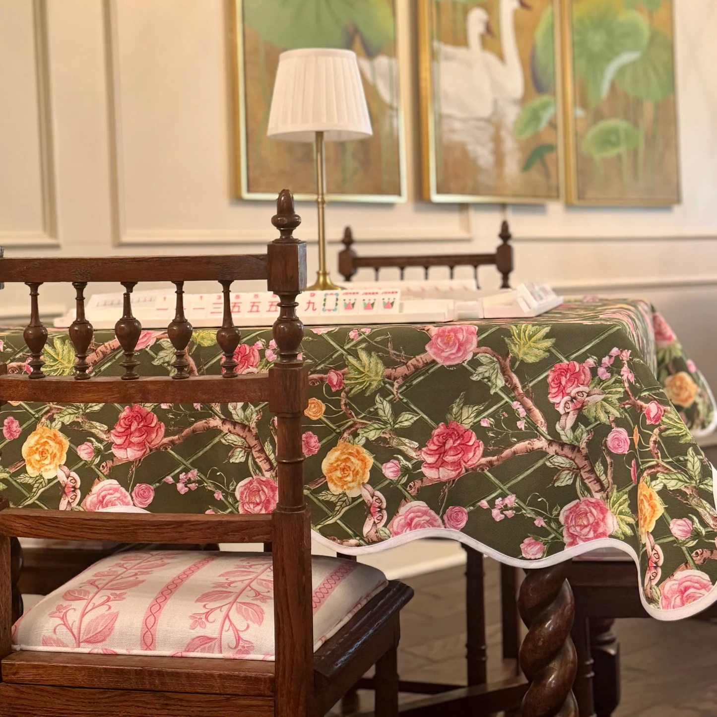 Game Table Topper - Climbing Roses Moss