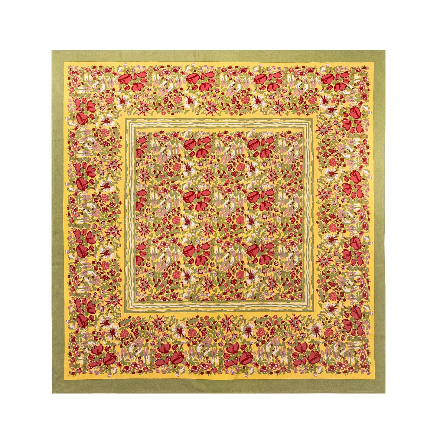 French Tablecloth Jardin Red & Green