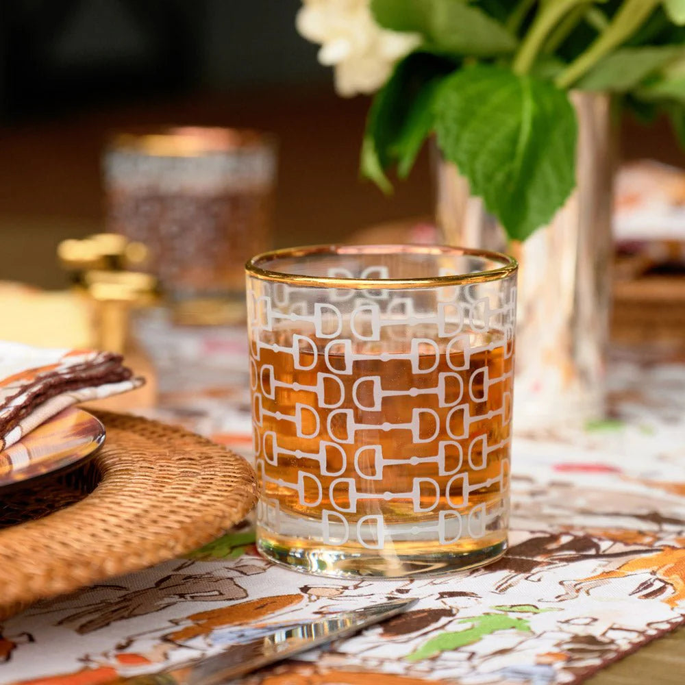 Frosted Pony Club Bourbon Glass Set of 4