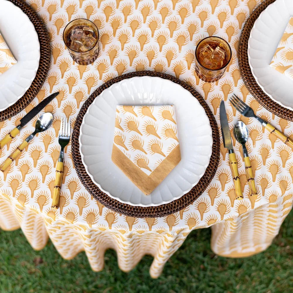 Geo Feather Ochre Napkin Set of 4