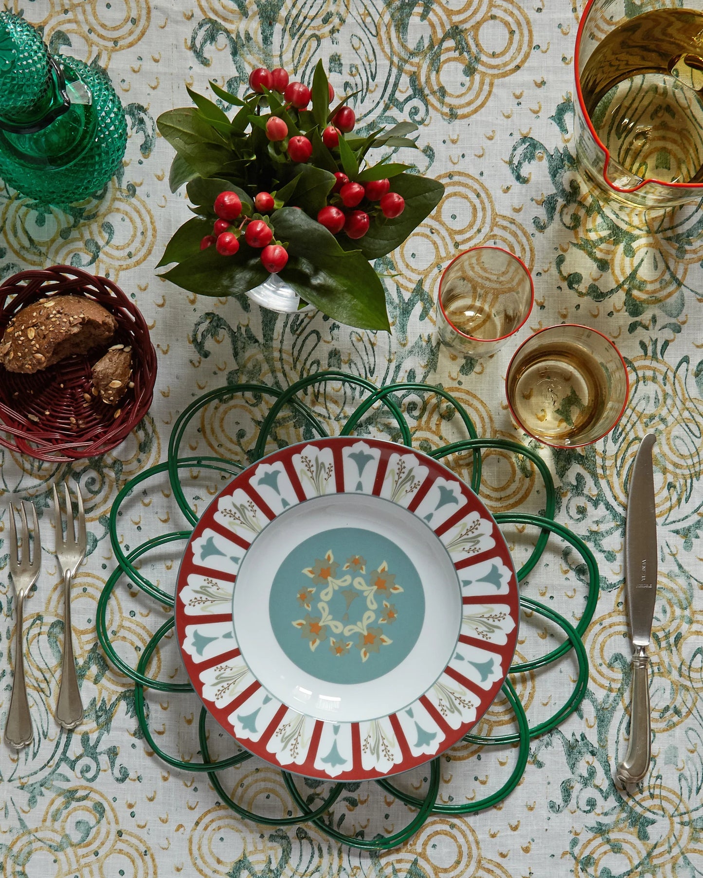 Green Wicker Placemat Set of 4