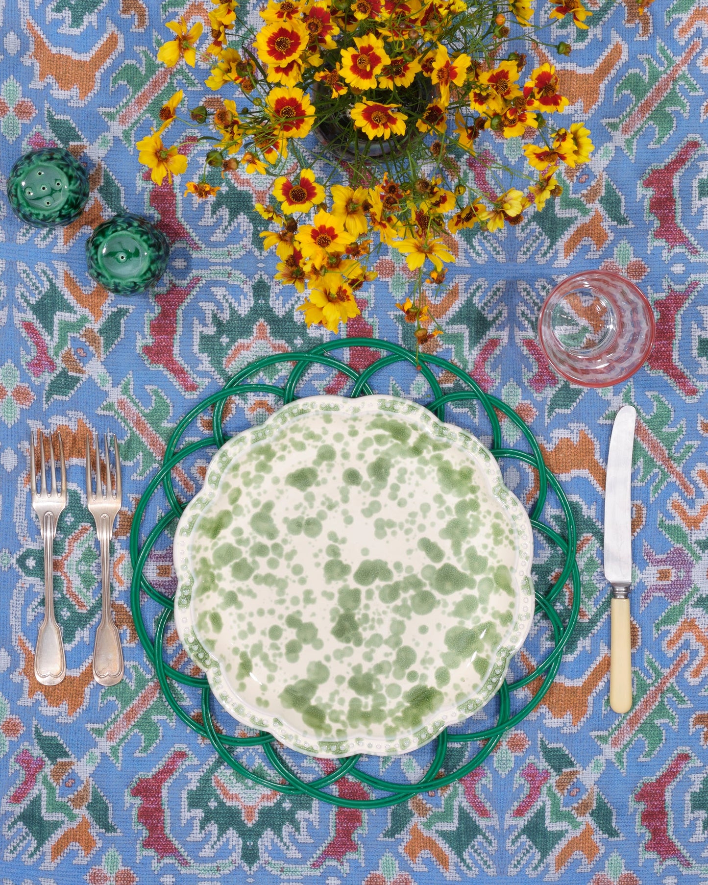 Green Wicker Placemat Set of 4