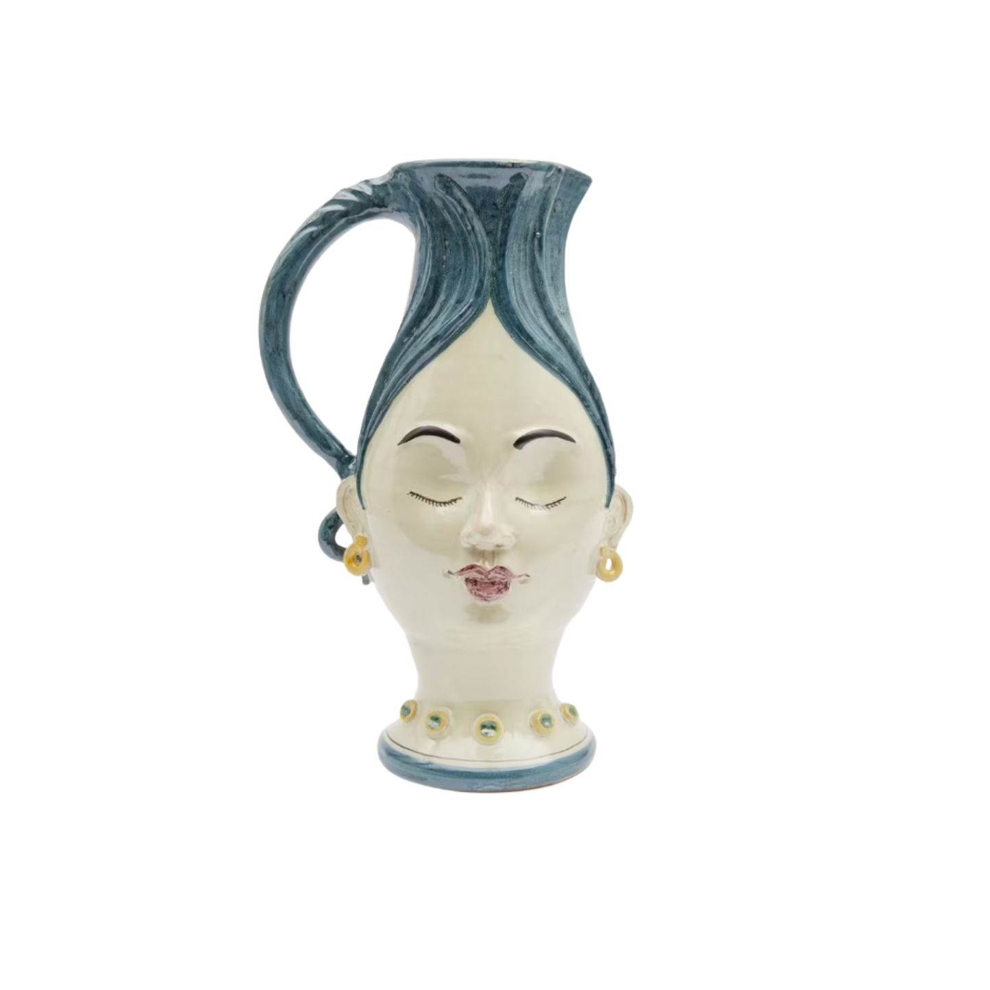 Blue Hair Hand-Painted Ceramic Jug