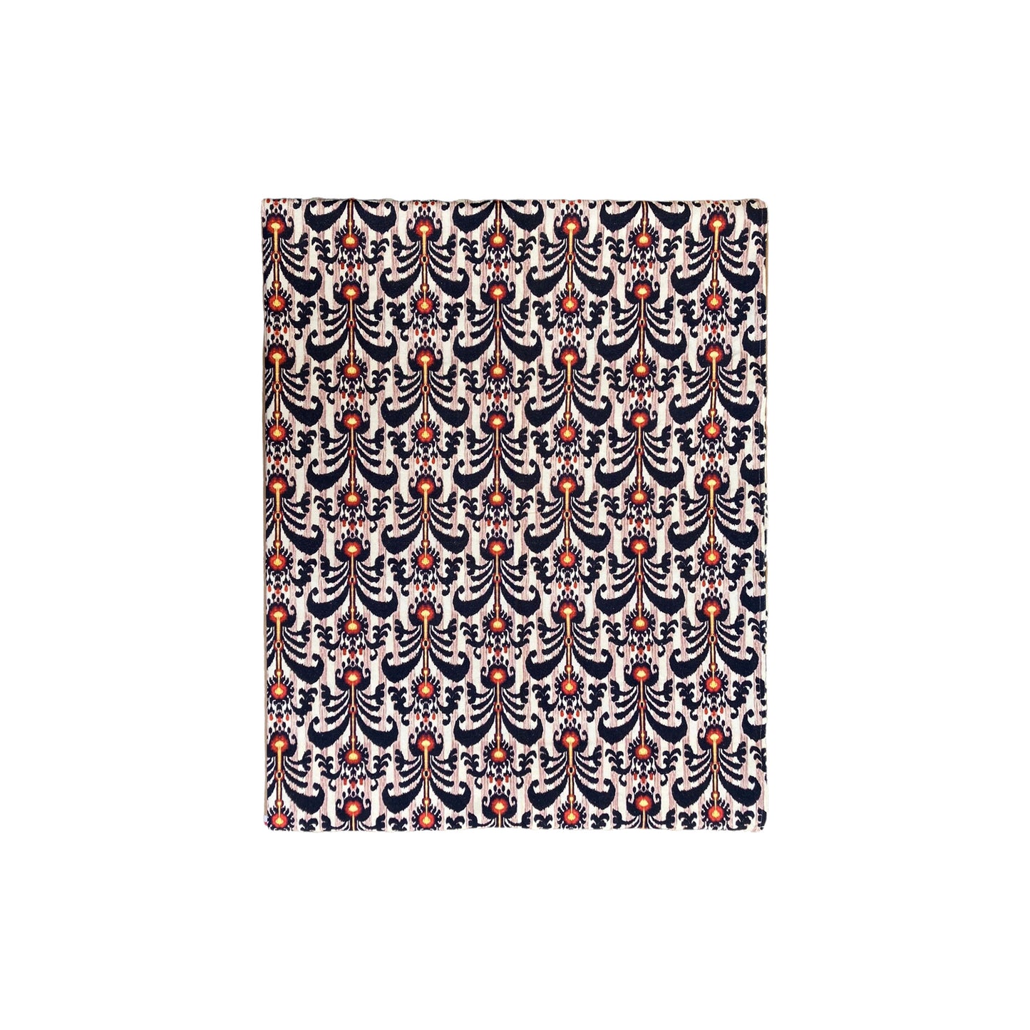 Handprinted Ikat Cotton Tablecloth in Black, Pink, and Red