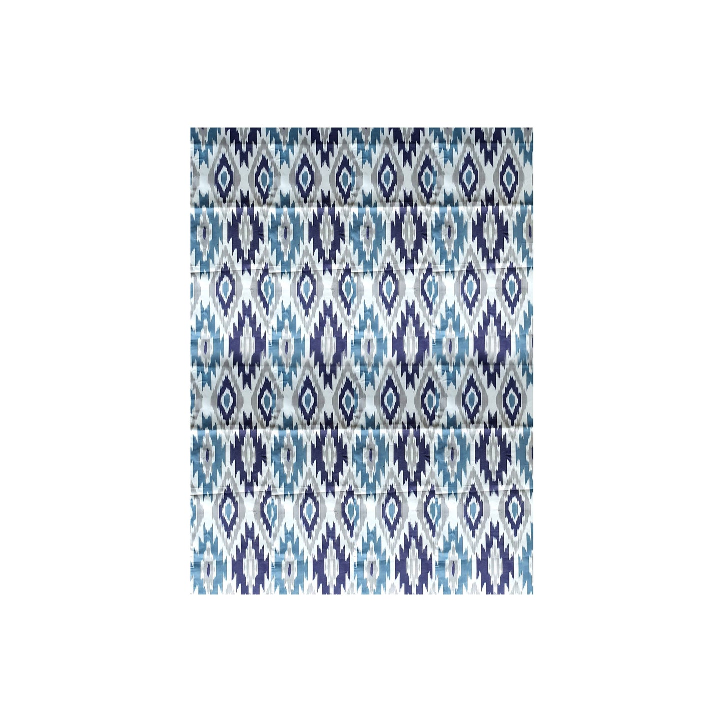 Handprinted Ikat Cotton Tablecloth in Blue and Gray