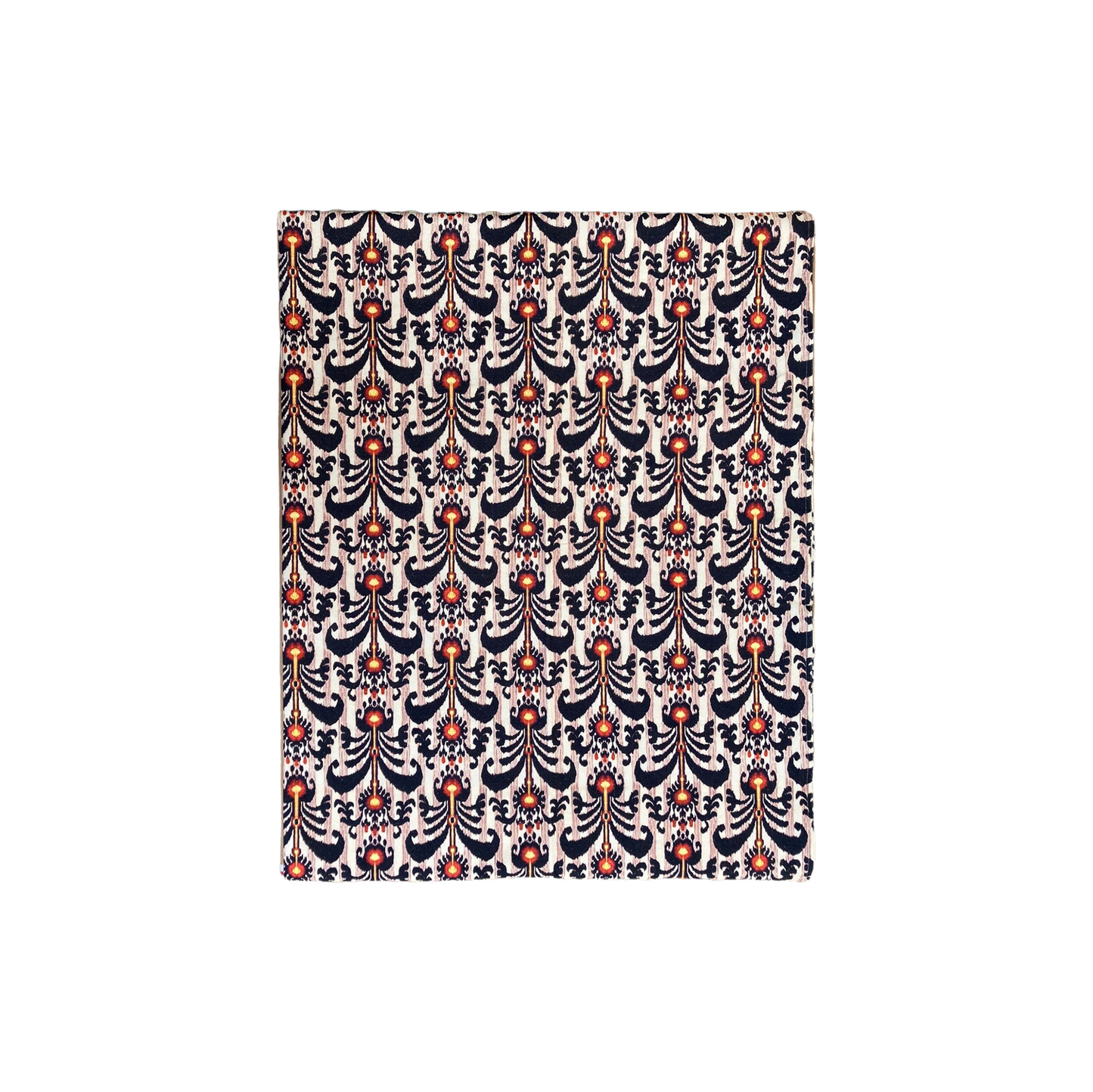 Handprinted Ikat Cotton Tablecloth in Black, Pink, and Red