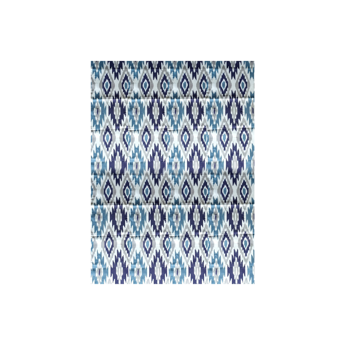 Handprinted Ikat Cotton Tablecloth in Blue and Gray