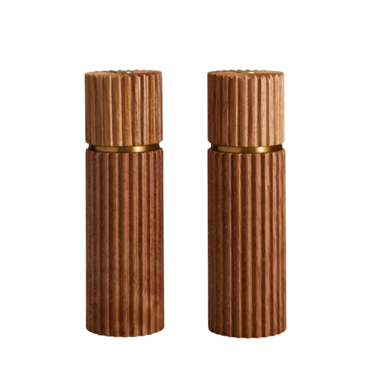 Ionic Salt + Pepper Mills Set in Natural Oak