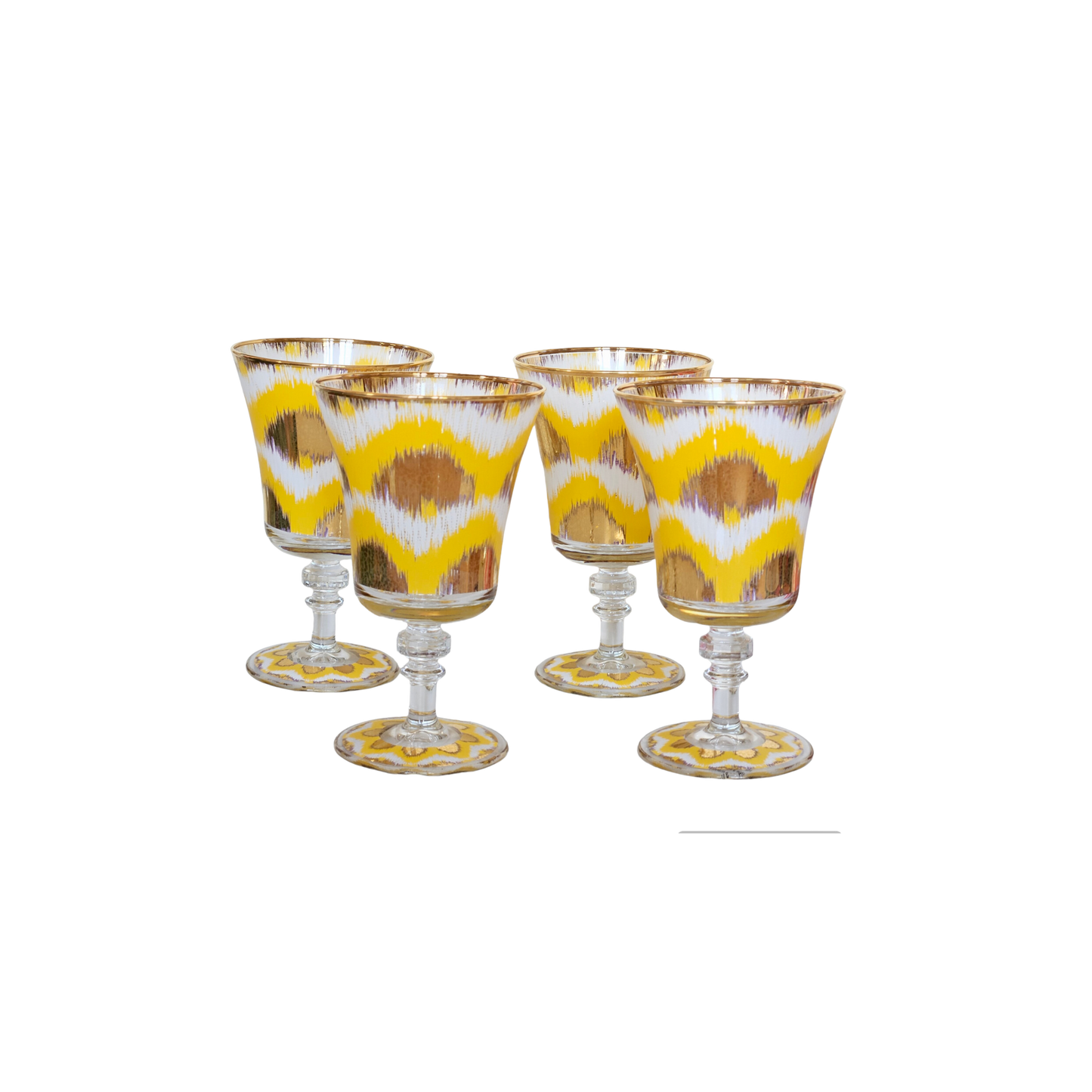 Ikat Goblet in Yellow and Gold - Set of 4