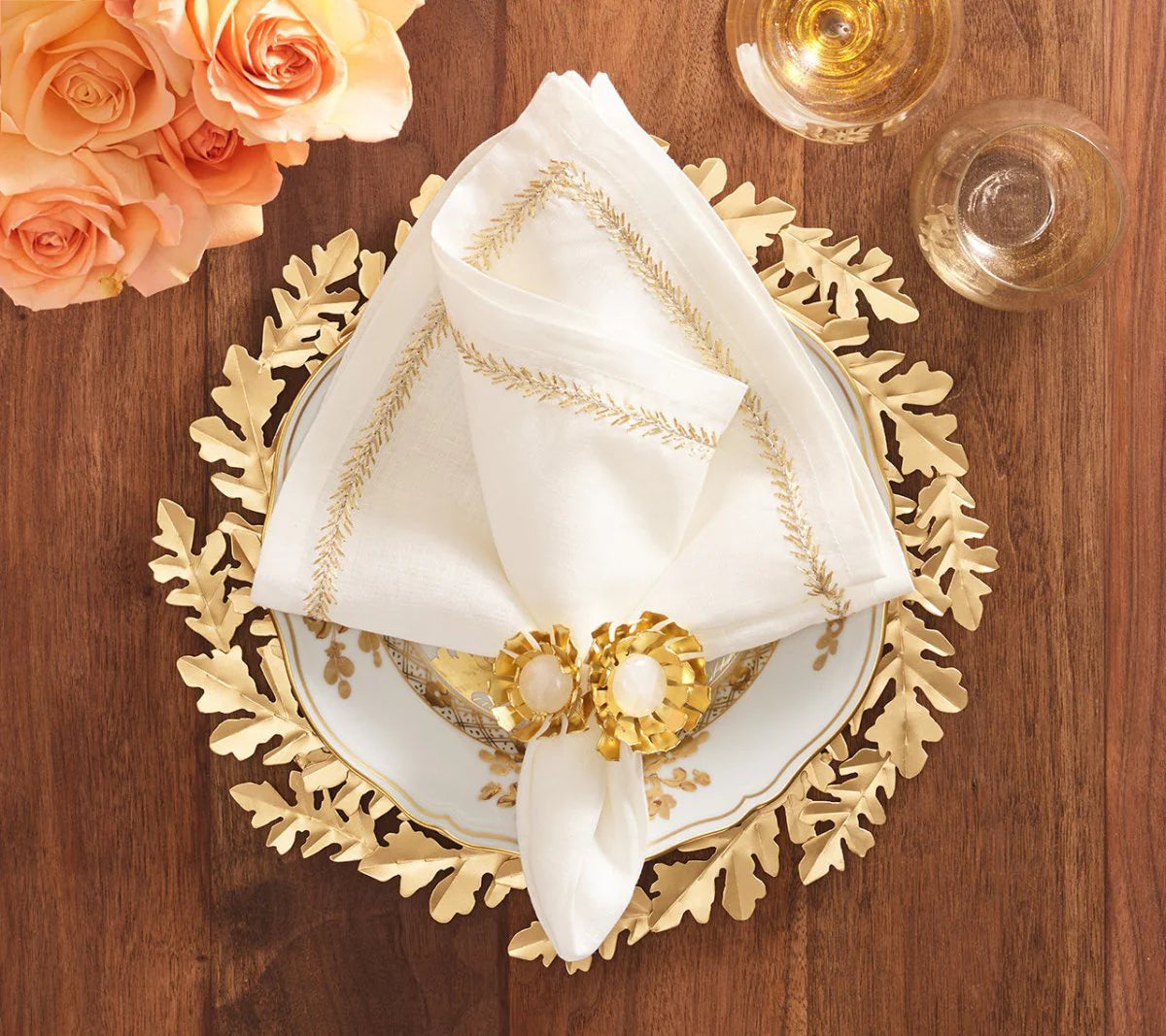 Jardin Napkins in Gold and Silver - Set of 4