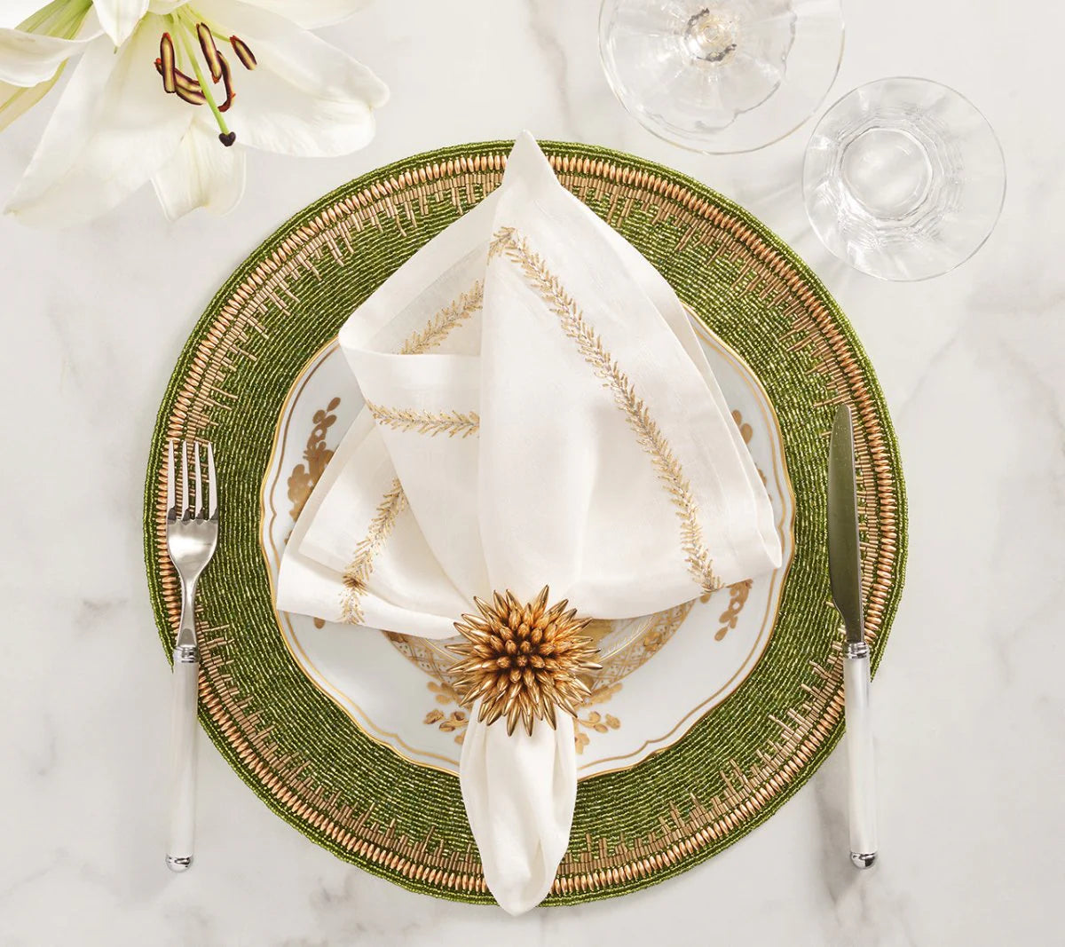 Jardin Napkins in Gold and Silver - Set of 4