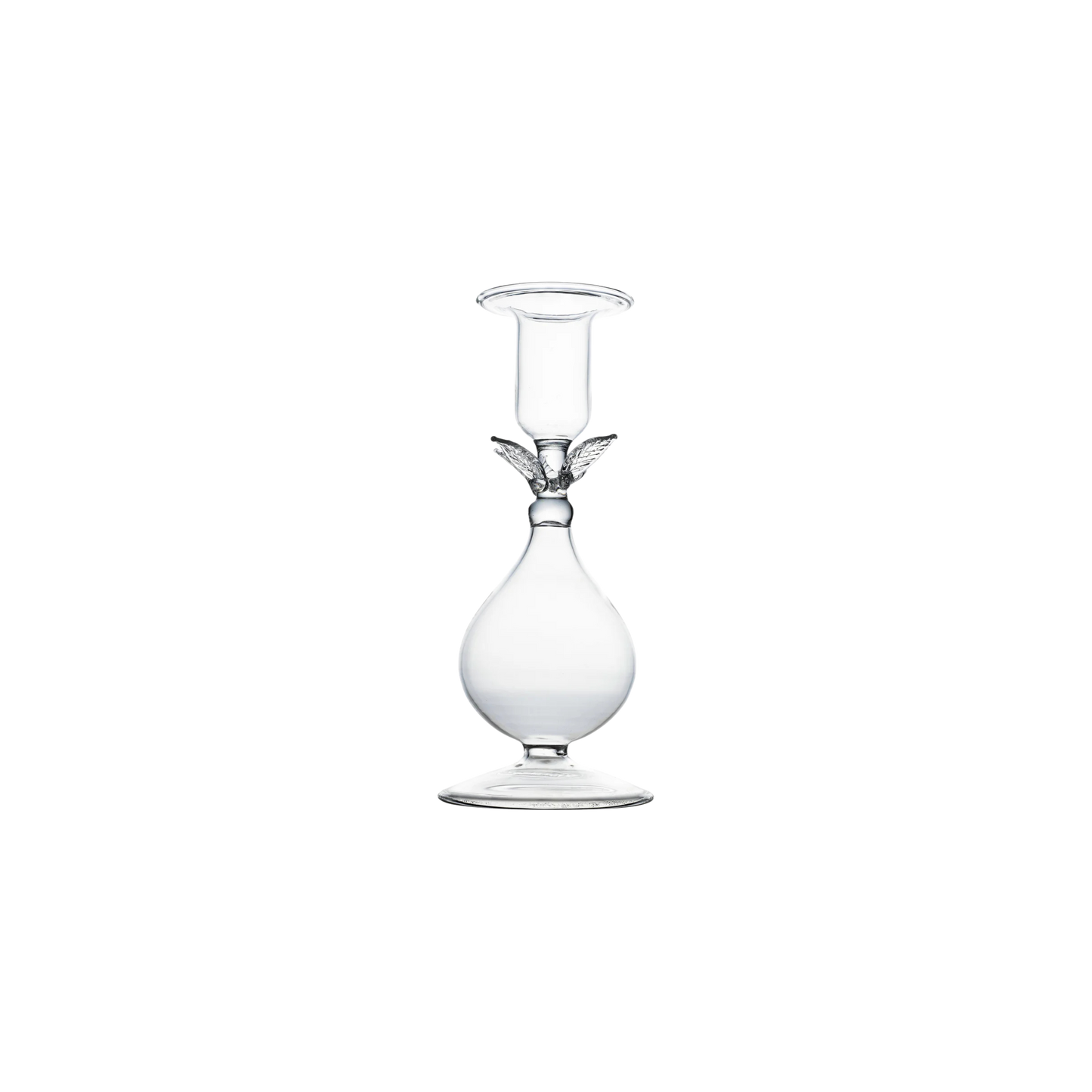 La BoHeme Clear Candlestick with Leaves