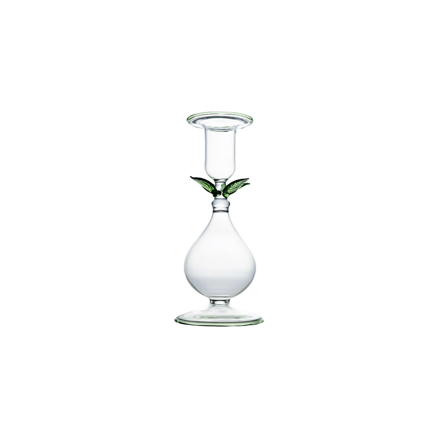 La BoHeme Clear Candlestick with Leaves
