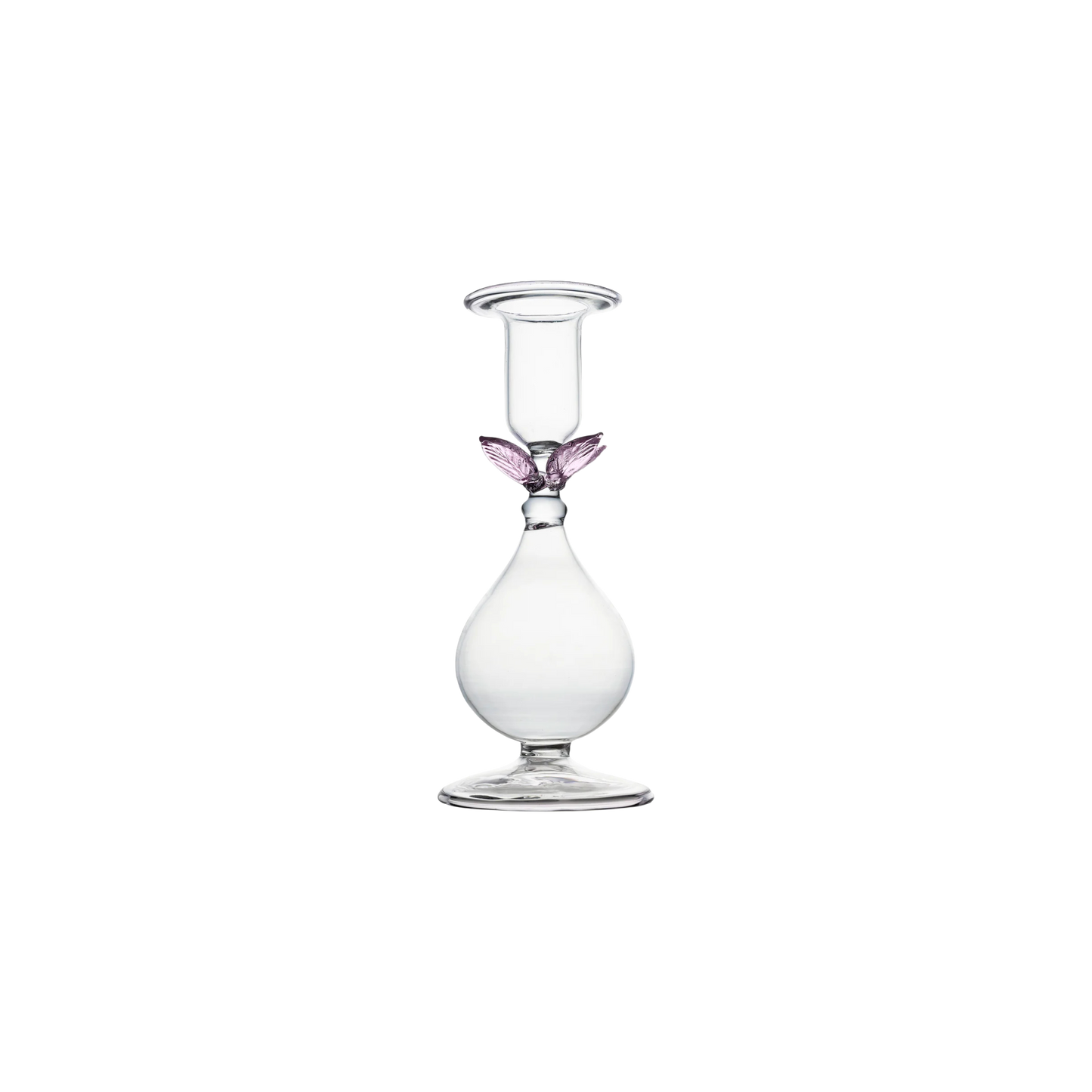 La BoHeme Clear Candlestick with Leaves