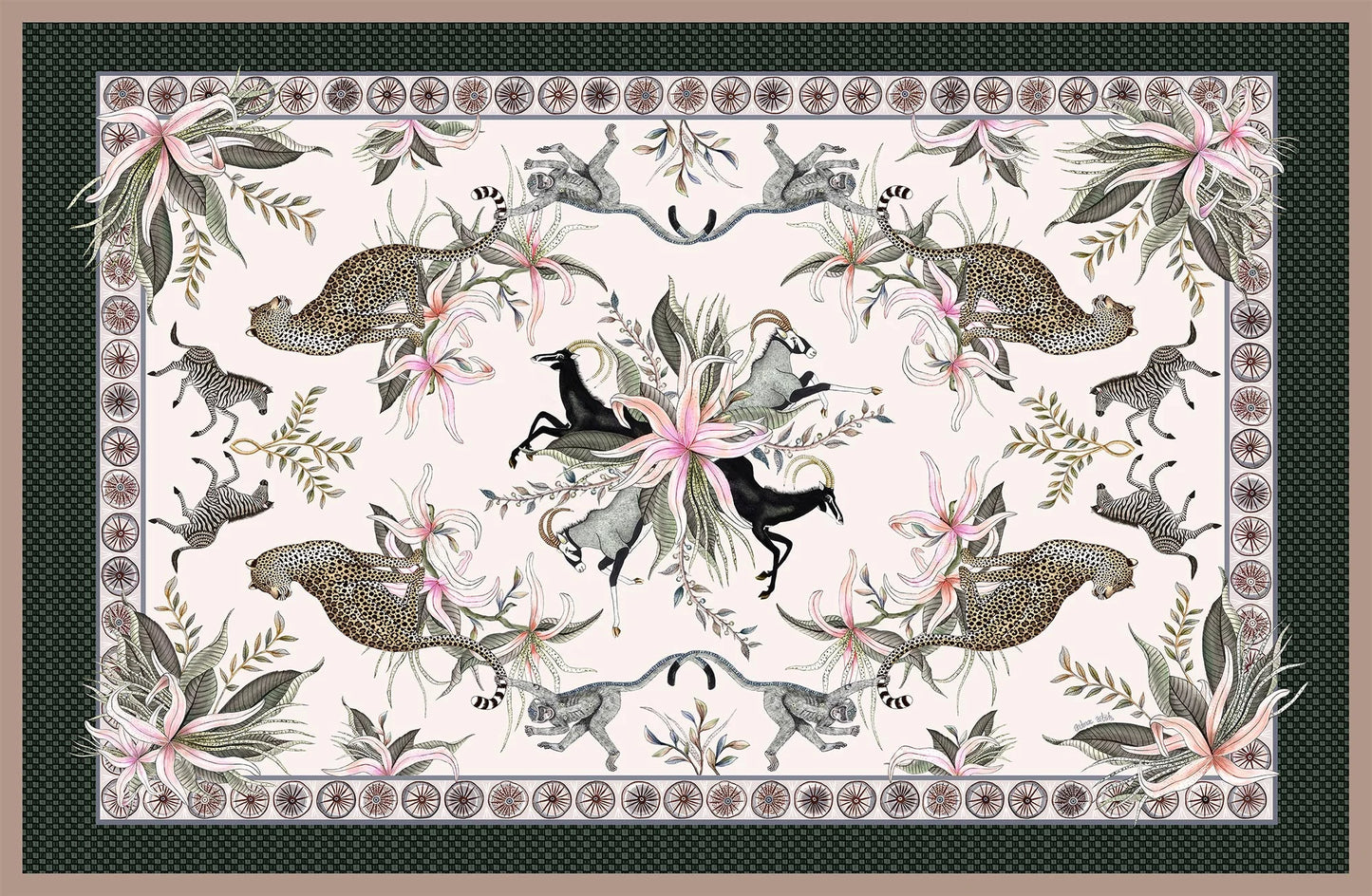 Leopard Lily Tablecloth in Safari Stone
