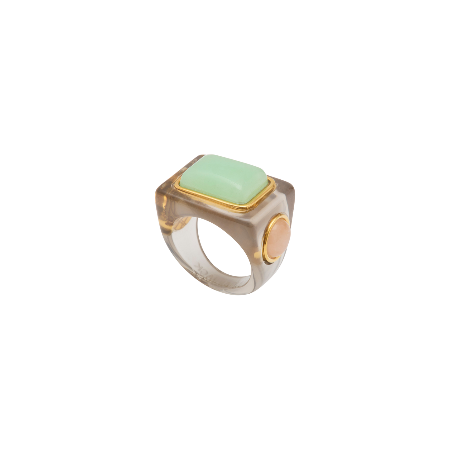 Deep Grey Resin Frame Ring - Aquamarine Quartz