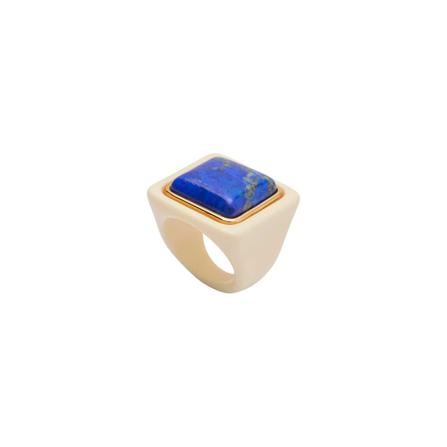 Ivory Resin Cushion Ring - Lapis Lazuli