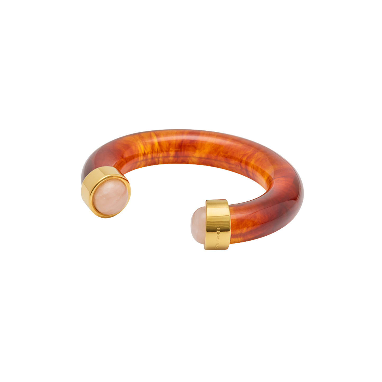 Tortoise Shell Resin Open Cuff Bangle – Pink Crystal