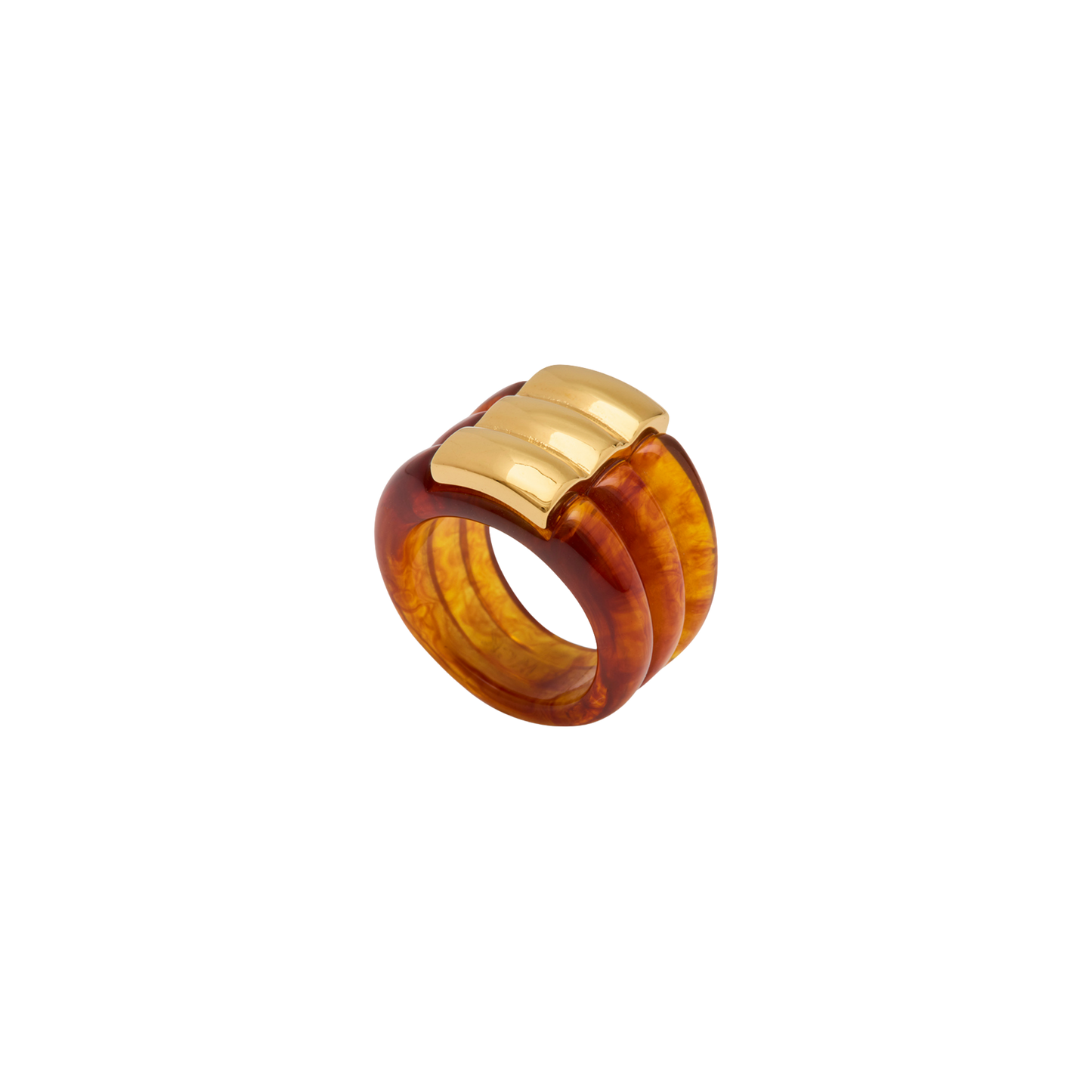 Tortoise Shell Resin Ribbed Ring