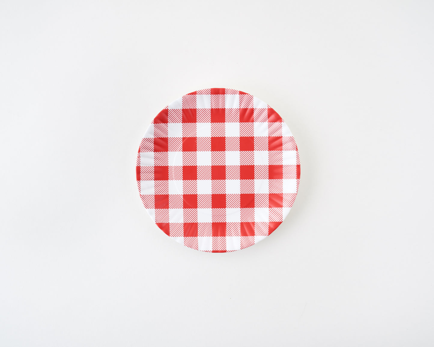 Red Gingham Melamine "Paper" Plate Set of 4