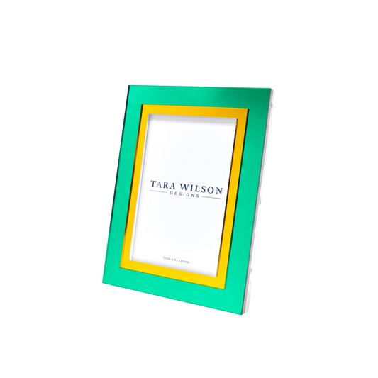 Mirrored Lucite Frame in Yellow and Green