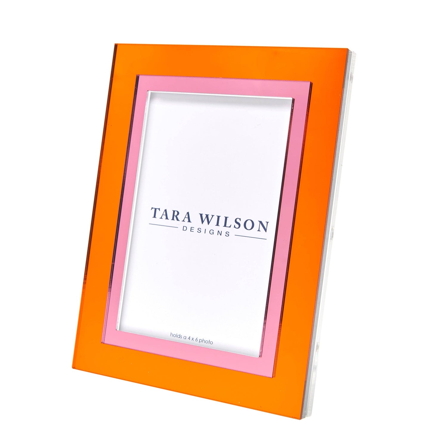 Mirrored Lucite Frame in Orange and Pink