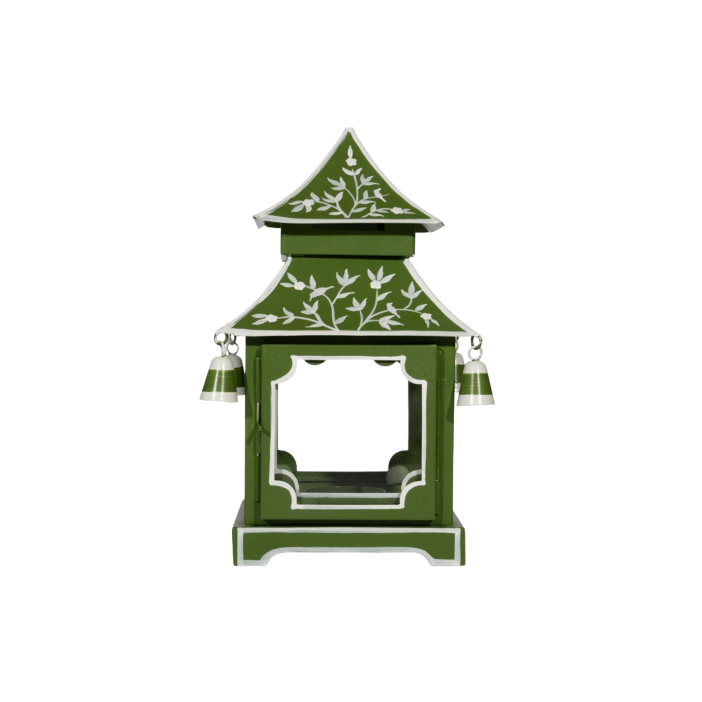 Moss Green & White Vine Pagoda Lantern