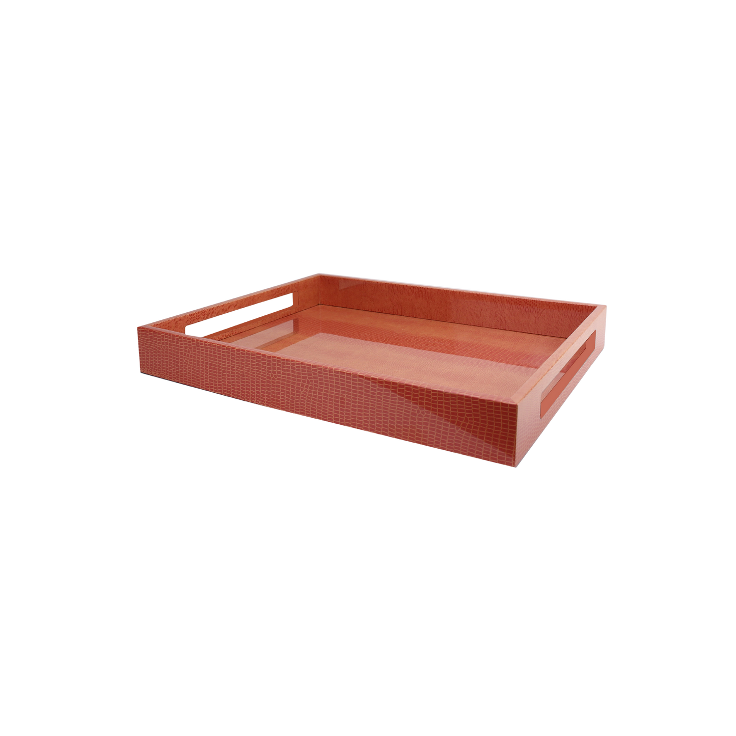 Orange Croc Medium Lacquered Serving Tray