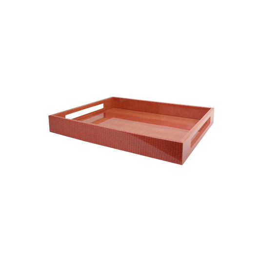 Orange Croc Medium Lacquered Serving Tray
